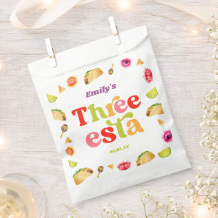 Three Esta Fiesta Taco Tuesday 3rd Birthday Party Favour Bags