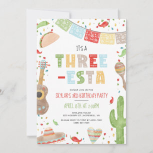 Three-esta Mexican Fiesta 3rd Birthday Party Invitation