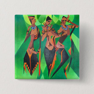 Three Ethnic Traditional Black Women Dancing 15 Cm Square Badge