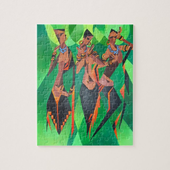 Three Ethnic Traditional Black Women Dancing Jigsaw Puzzle (Vertical)