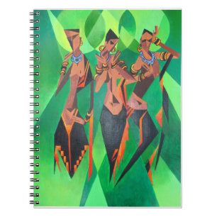 Three Ethnic Traditional Black Women Dancing Spiral Notebook