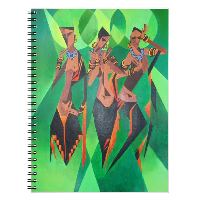 Three Ethnic Traditional Black Women Dancing Spiral Notebook (Front)