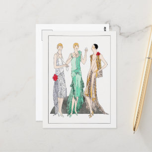 Three evening dresses with lace from Racine Postcard