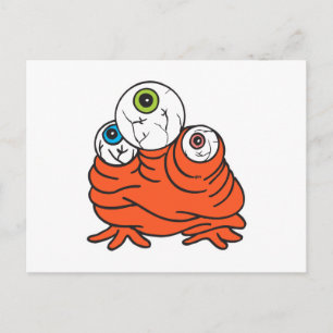 three eyeballs monster postcard
