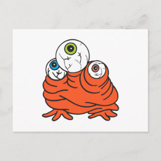 three eyeballs monster postcard