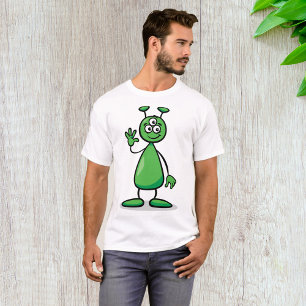 Three-Eyed Green Alien Martian Cartoon T-Shirt