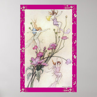 Three Fairies Mad with Joy by Warwick Goble Poster