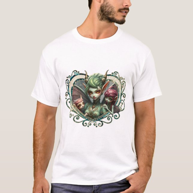 Three fairies, the companions of the magic heart.  T-Shirt (Front)