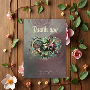 Three fairies, the companions of the magic heart.  thank you card