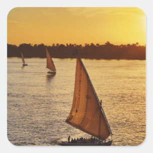 Three falukas with sightseers on Nile River at Square Sticker