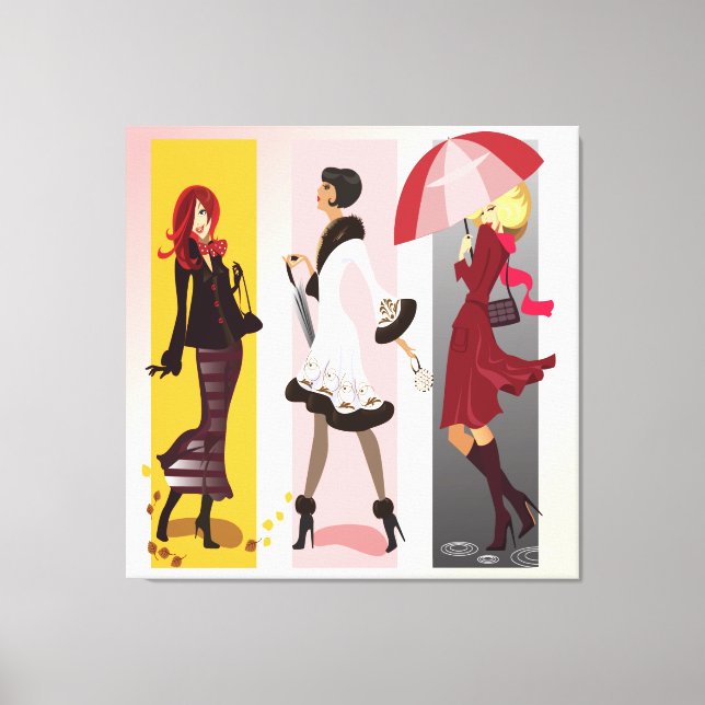 Three Fashion Models 2 Wrapped Canvas (Front)