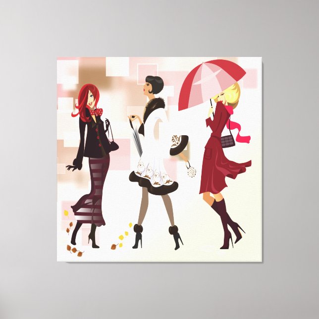 Three Fashion Models Wrapped Canvas (Front)