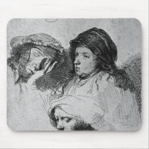 Three female heads with one sleeping, 1637 mouse pad