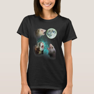 Three Ferrets Howl At Moon 3 Wolfs Wolves - Funny T-Shirt