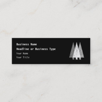 Three Festive Trees. White on Black. Mini Business Card
