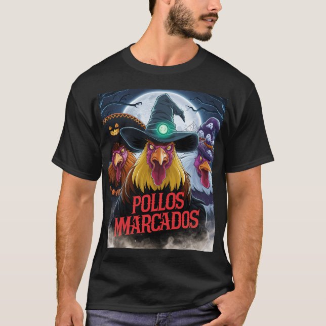  three fierce and colourful rooster warriors, each T-Shirt (Front)
