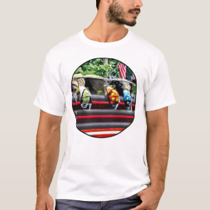 Three Fire Helmets on Fire Truck T-Shirt