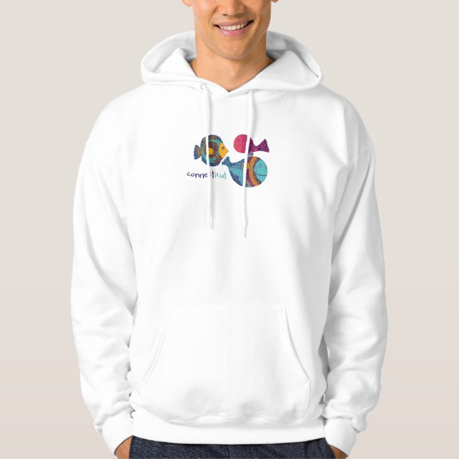 Three Fish Connect in Connecticut Hoodie (Front)