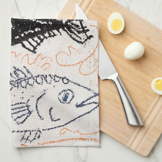 Three Fish, One Dark Tea Towel (Quarter Fold)