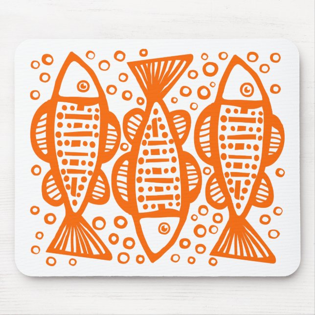 Three Fish - Orange Mouse Pad (Front)