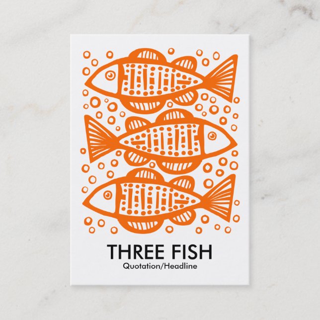 Three Fish - Orange on White Business Card (Front)
