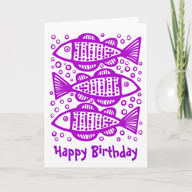 Three Fish - Purple Card (Front)