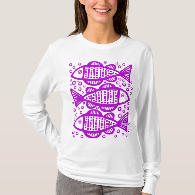 Three Fish - Purple T-Shirt (Front)