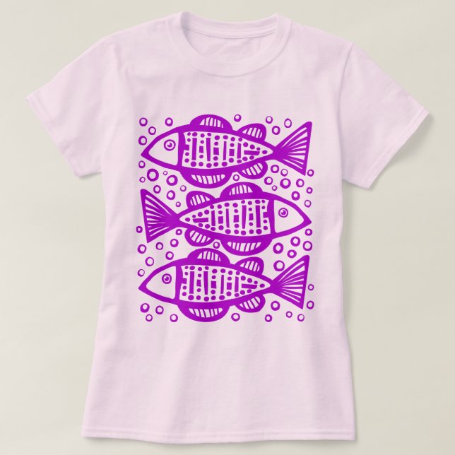 Three Fish - Purple T-Shirt (Design Front)
