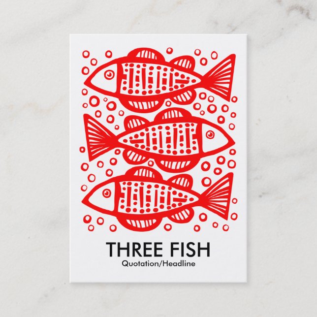 Three Fish - Red on White Business Card (Front)