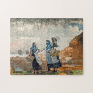 Three Fisher Girls, Tynemouth by Winslow Homer Jigsaw Puzzle