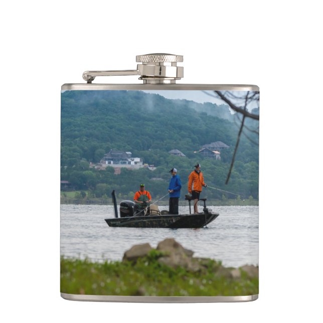 Three Fishermen On Table Rock Hip Flask (Front)