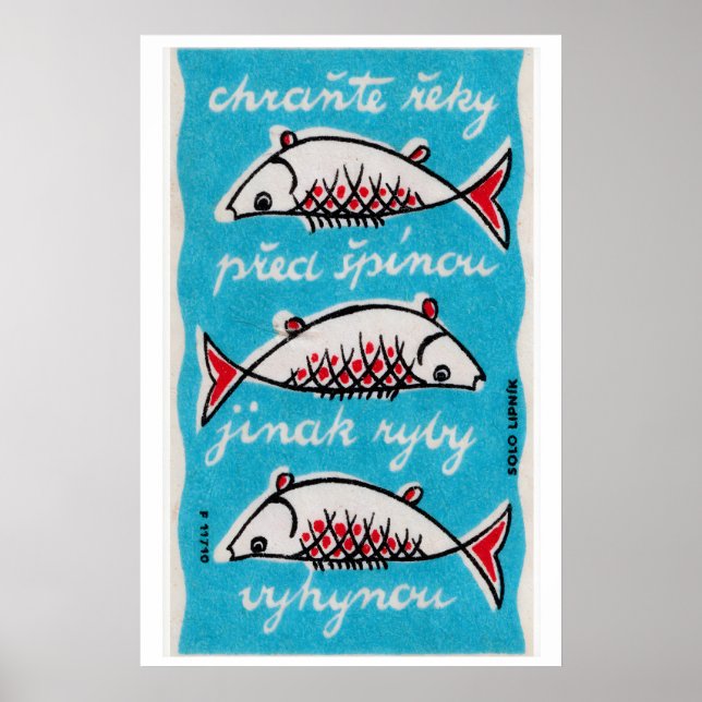 Three Fishes - Matchbox Print - Czech Wall Art (Front)