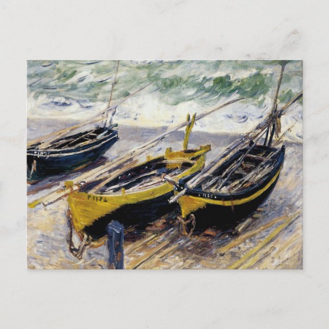 Three Fishing Boats by Monet Postcard (Front)