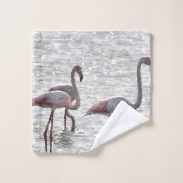 Three Flamingos Watercolor Wash Cloth (Wash Cloth)