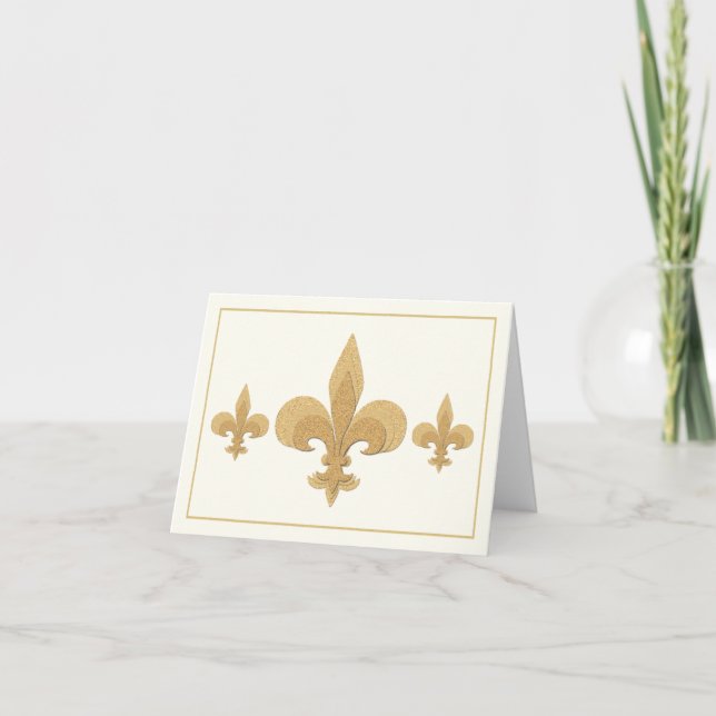 Three Fleur-de-Lis on Light Cream Colour Note Card (Front)