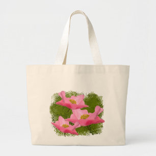 Three Floating Pink Poppy Close-up Large Tote Bag