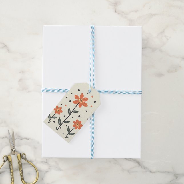 three flowers Gift Tag (With Twine)