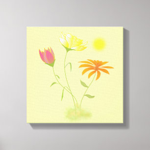 Three Flowers in the Sun - transparent. Canvas Print