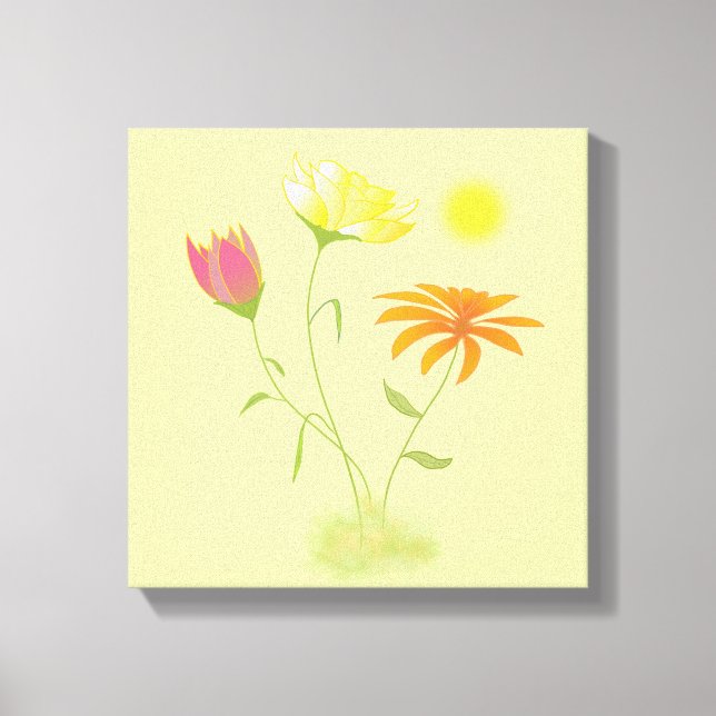 Three Flowers in the Sun - transparent. Canvas Print (Front)