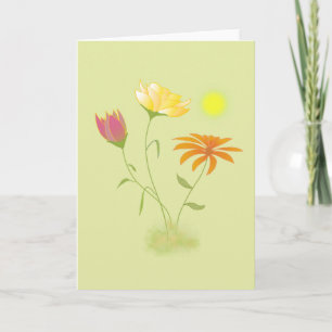 Three Flowers in the Sun - transparent.  Card