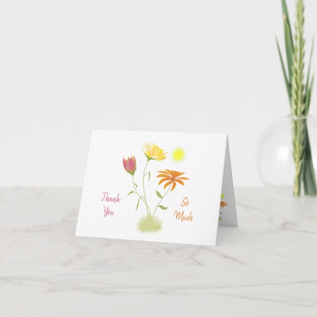 Three Flowers in the Sun - transparent on white. Thank You Card (Front)