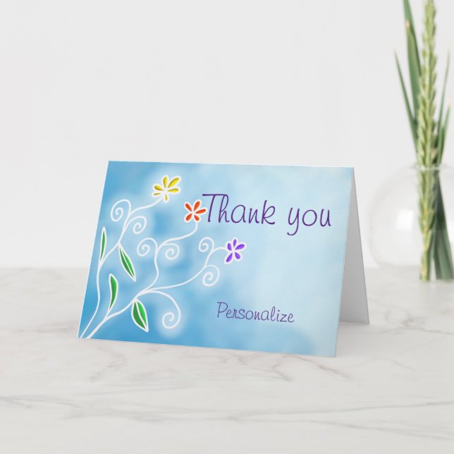 Three Flowers Thank You - Personalise Message Card (Front)