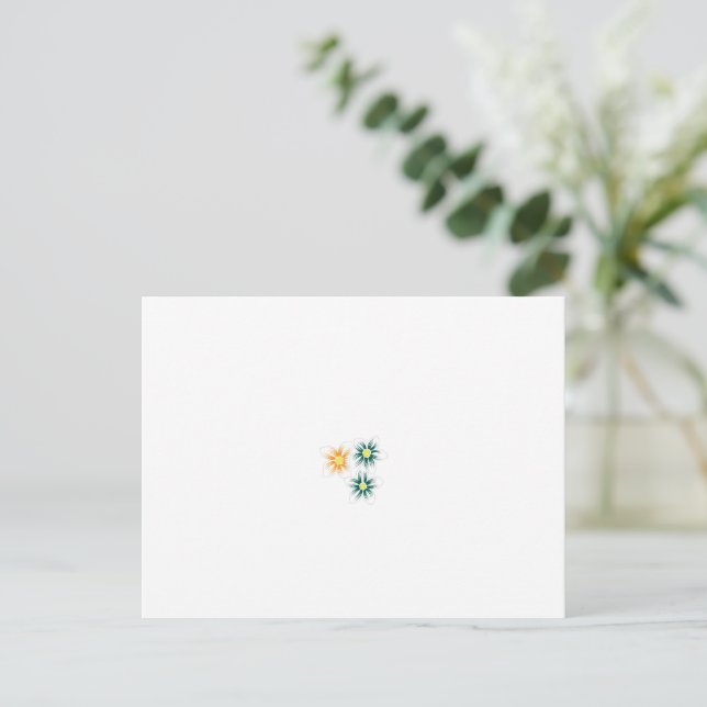 three flowers with green and orange petals postcard (Standing Front)
