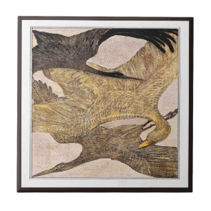 Three Flying Birds Dutch Victorian Art Tile