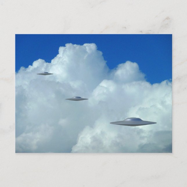 Three Flying Saucers Postcard (Front)