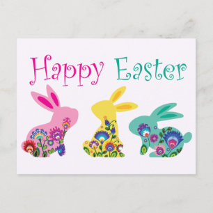 Three Folklore Easter Bunnies Postcard