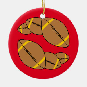 Three Footballs Ceramic Tree Decoration
