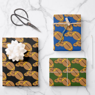 Three Footballs Wrapping Paper Sheet
