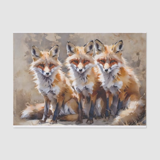 Three Foxes Decoupage Tissue Paper (Front)