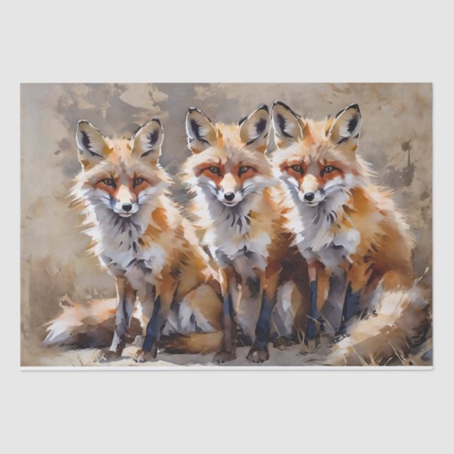 Three Foxes Decoupage Tissue Paper (Front)